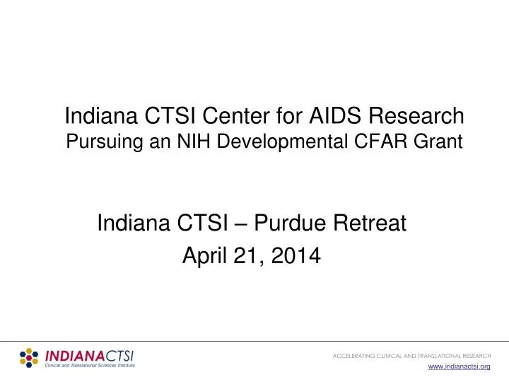 indiana ctsi center for aids research pursuing an nih developmental cfar grant