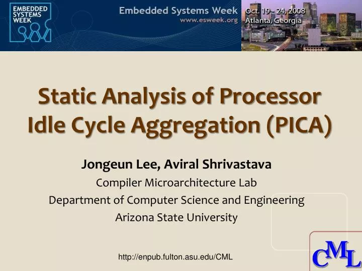 static analysis of processor idle cycle aggregation pica