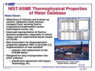 NIST/ASME Thermophysical Properties of Water Database