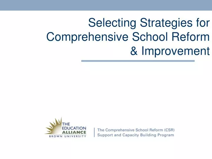 selecting strategies for comprehensive school reform improvement