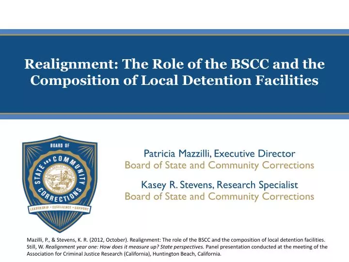 realignment the role of the bscc and the composition of local detention facilities