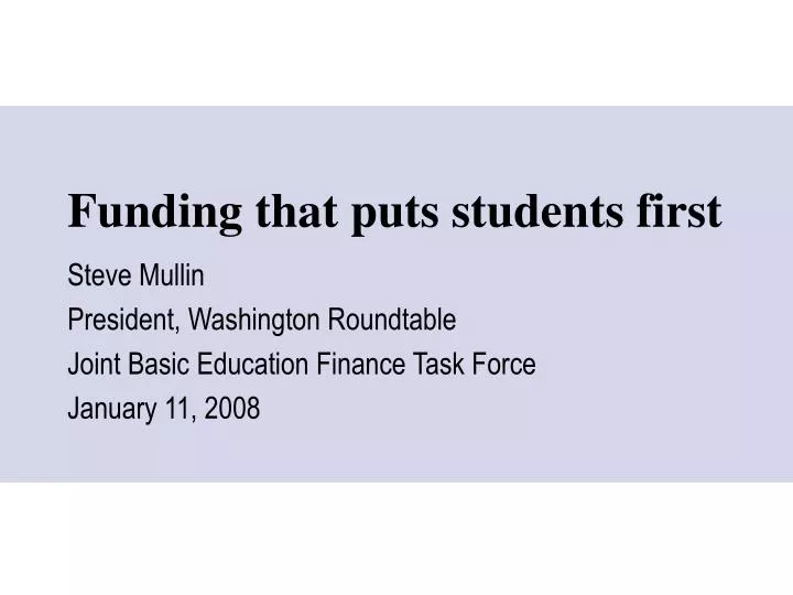 funding that puts students first