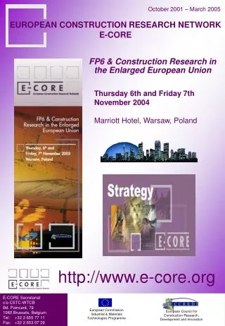 EUROPEAN CONSTRUCTION RESEARCH NETWORK E-CORE