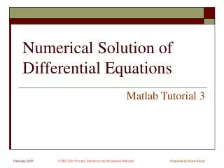 Numerical Solution of Differential Equations