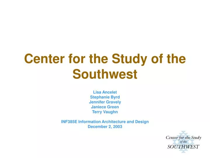 center for the study of the southwest