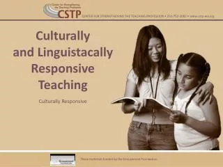 Culturally and Linguistacally Responsive Teaching