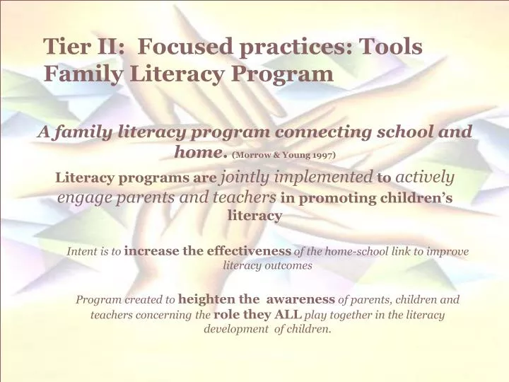 tier ii focused practices tools family literacy program