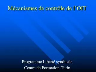 m canismes de contr le de l oit