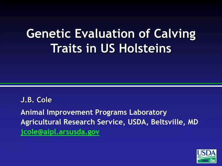 genetic evaluation of calving traits in us holsteins