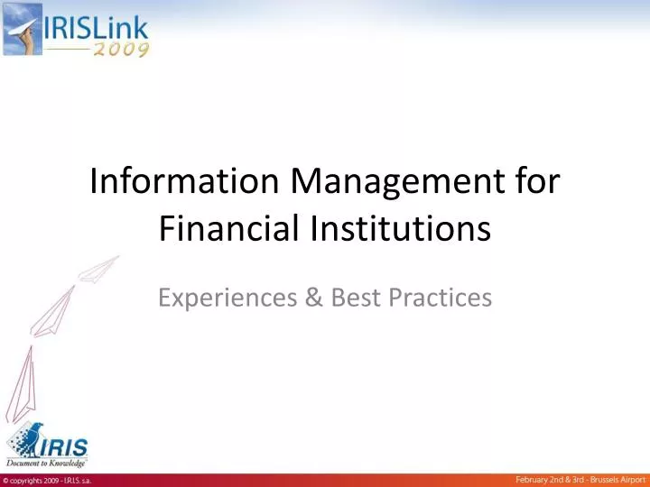 information management for financial institutions