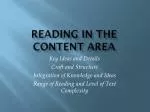 Reading in the Content Area - slide 1