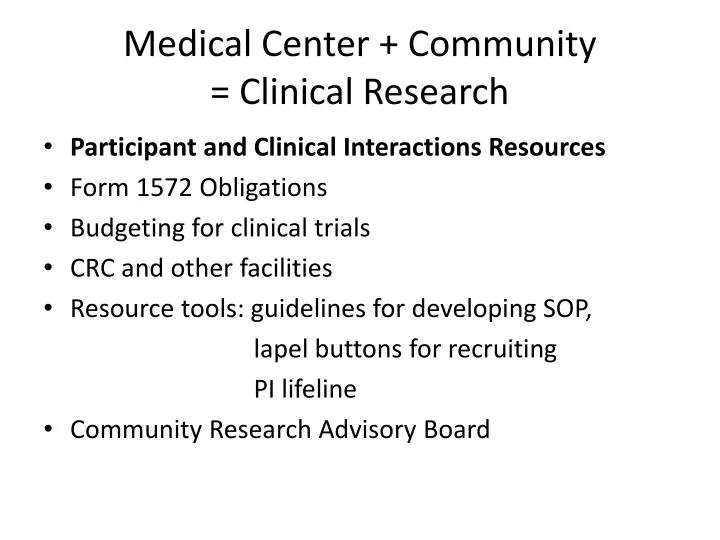 medical center community clinical research