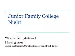 Junior Family College Night