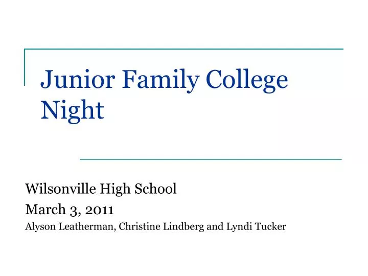 junior family college night