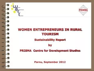 WOMEN ENTREPRENEURS IN RURAL TOURISM Sustainability Report by