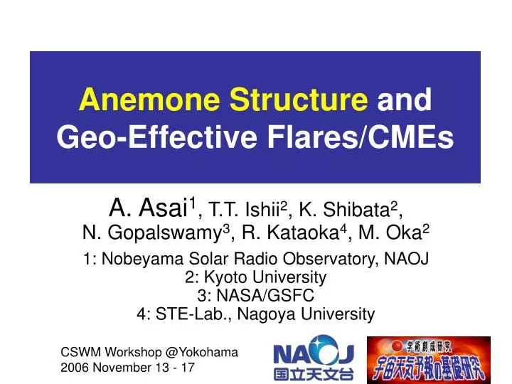 anemone structure and geo effective flares cmes