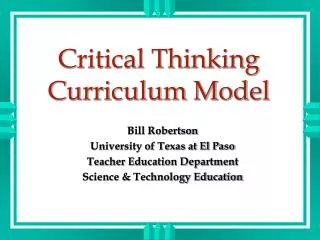 Critical Thinking Curriculum Model