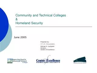 Community and Technical Colleges &amp; Homeland Security
