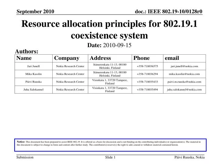 resource allocation principles for 802 19 1 coexistence system
