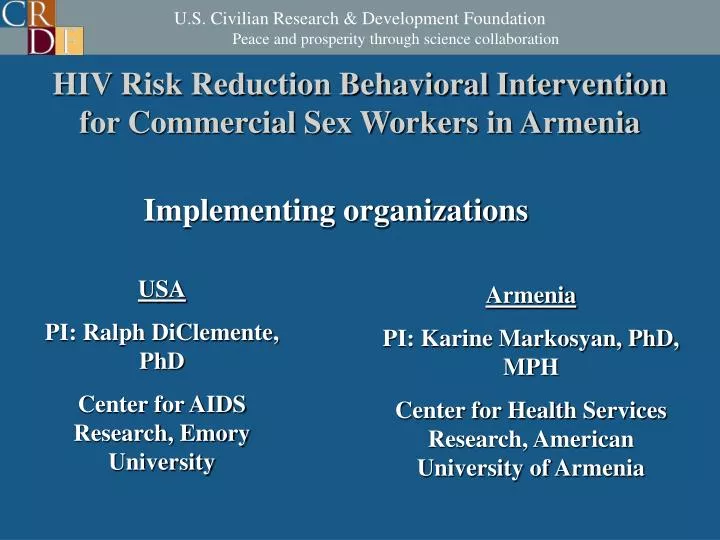 hiv risk reduction behavioral intervention for commercial sex workers in armenia