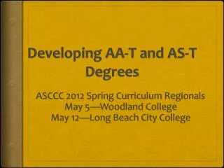 Developing AA-T and AS-T Degrees