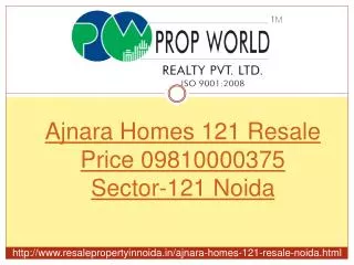 Ajnara Homes 121 Resale Price 09810000375 Sector-121 Noida