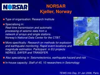 NORSAR Kjeller, Norway