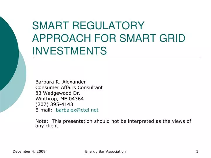 smart regulatory approach for smart grid investments