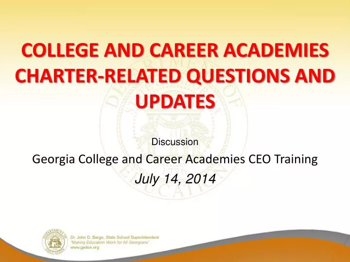 college and career academies charter related questions and updates