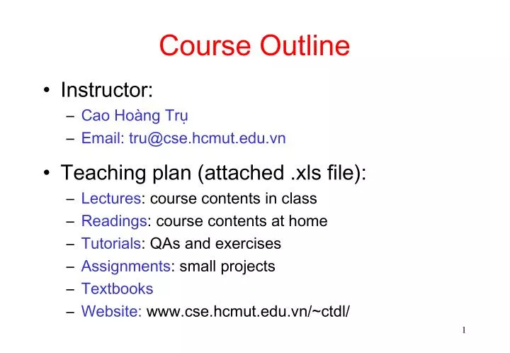 PPT - Course Outline PowerPoint Presentation, free download - ID:4008488