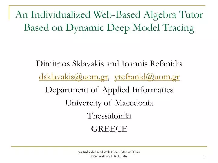 an individualized web based algebra tutor based on dynamic deep model tracing