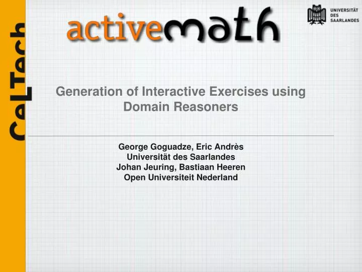generation of interactive exercises using domain reasoners