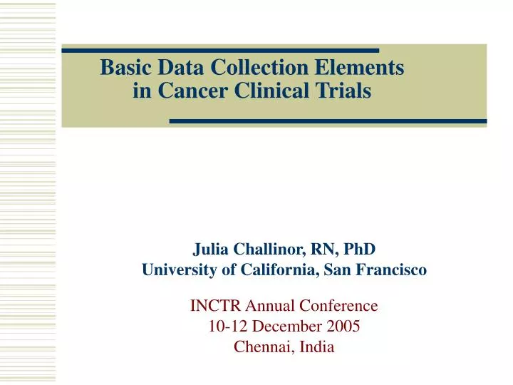 basic data collection elements in cancer clinical trials
