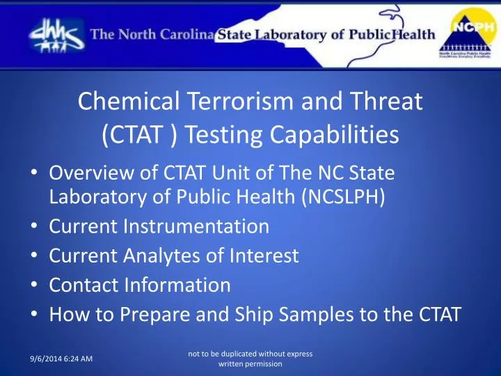 chemical terrorism and threat ctat testing capabilities