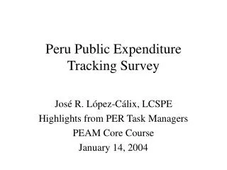 Peru Public Expenditure Tracking Survey