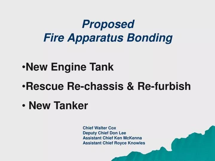 proposed fire apparatus bonding