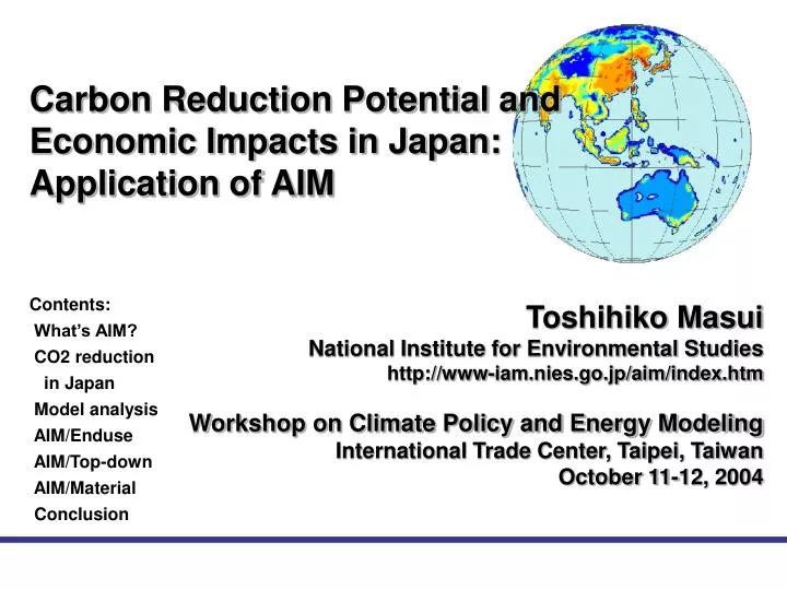 carbon reduction potential and economic impacts in japan application of aim