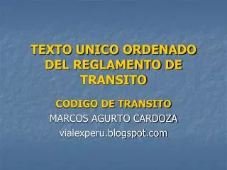 texto unico ordenado del reglamento de transito