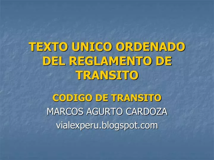 texto unico ordenado del reglamento de transito