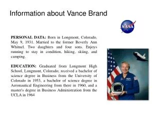 Information about Vance Brand