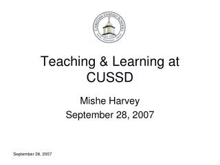 Teaching &amp; Learning at CUSSD