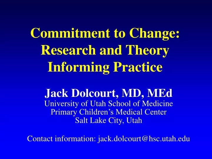 commitment to change research and theory informing practice