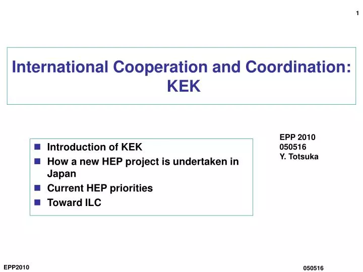 international cooperation and coordination kek