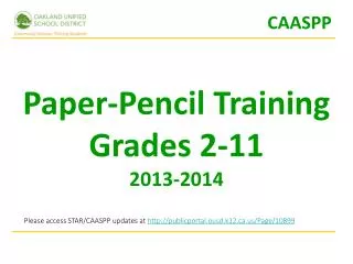 Paper-Pencil Training Grades 2-11 2013-2014