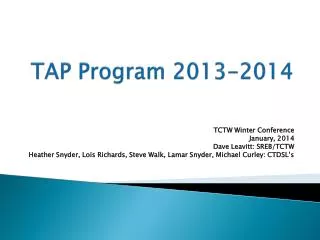 TAP Program 2013-2014