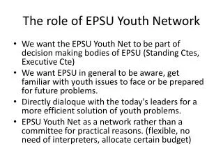 The role of EPSU Youth Network