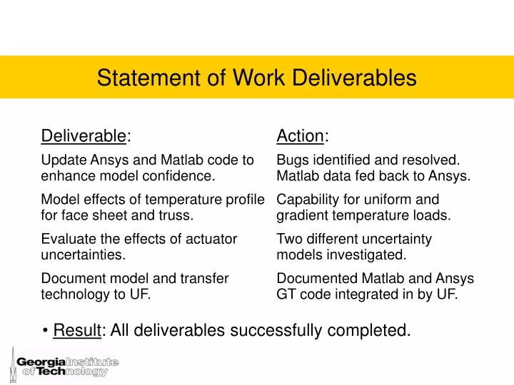 statement of work deliverables