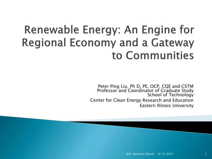 renewable energy an engine for regional economy and a gateway to communities