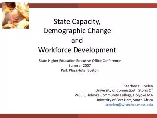 State Capacity, Demographic Change and Workforce Development