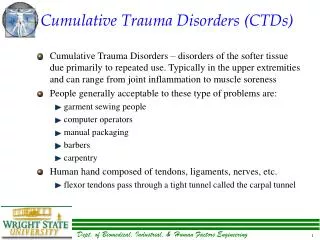 Cumulative Trauma Disorders (CTDs)